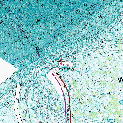 Topographic Map of Battery Hindman (historical), VA