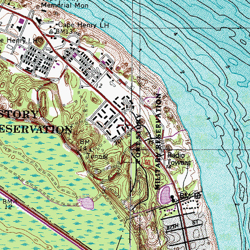Topographic Map of Battery Alexander C M Pennington (historical), VA