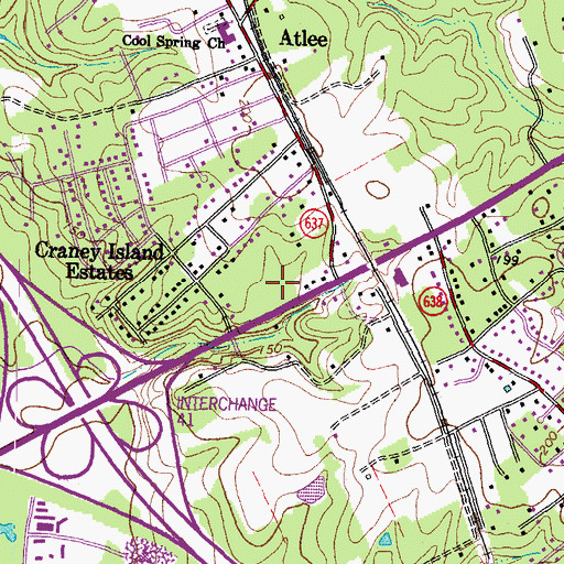 Topographic Map of Atlee Crescent Industrial Park, VA