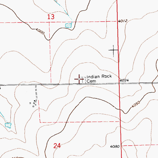 Topographic Map of Indian Rock Cemetery, CO