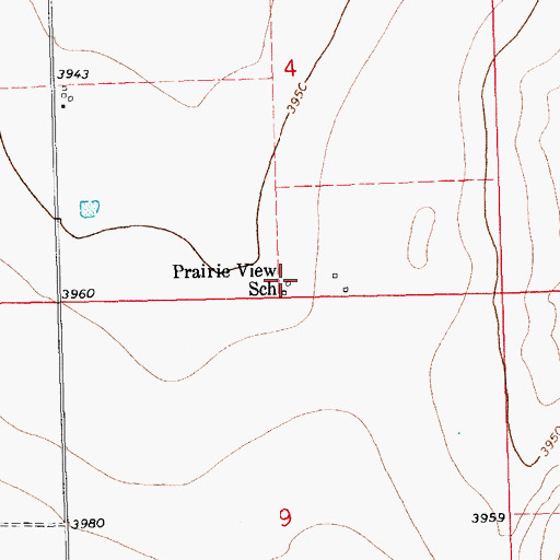 Topographic Map of Prairie View School, CO