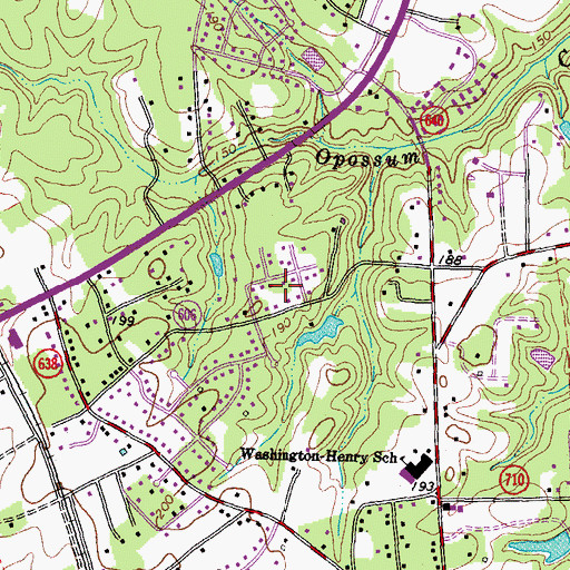 Topographic Map of Twin Oaks, VA