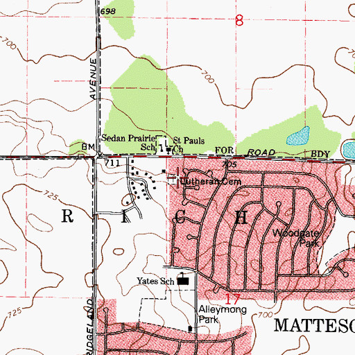 Topographic Map of Saint Pauls Evangelical Lutheran Cemetery, IL