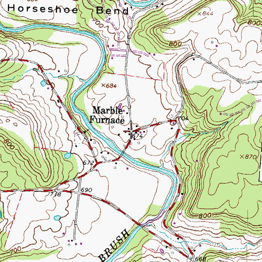 Topographic Map of Marble Furnace Post Office (historical), OH