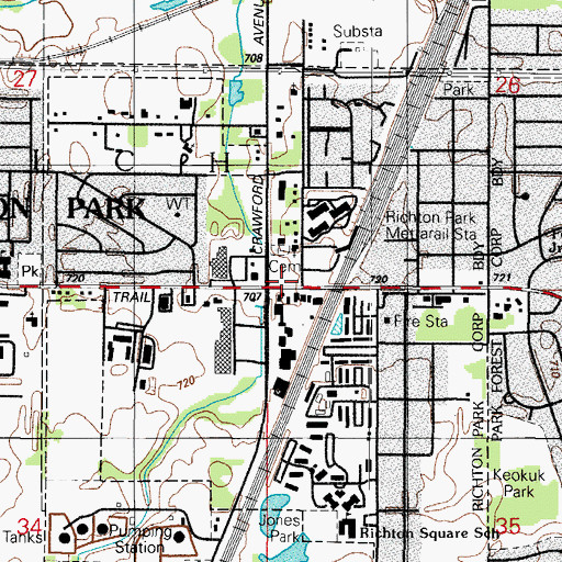 Topographic Map of Saint Pauls Evangelical Reform Cemetery, IL