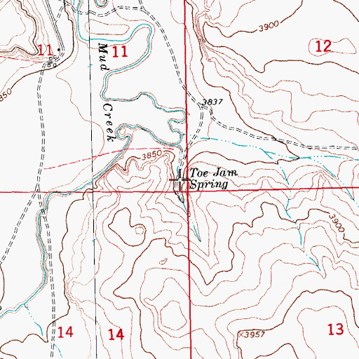 Topographic Map of Toe Jam Spring, CO
