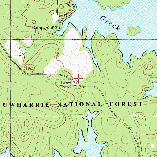 Topographic Map of Lanes Chapel Cemetery, NC