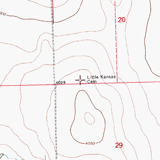 Topographic Map of Little Kansas Cemetery, CO
