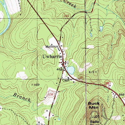 Topographic Map of Uwharrie School (historical), NC