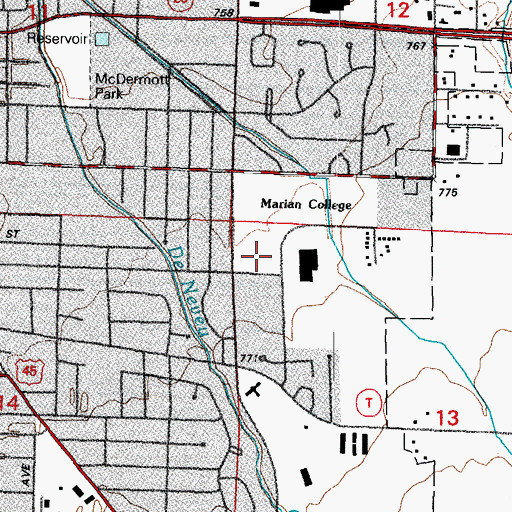 Topographic Map of Cardinal Meyer Library, WI