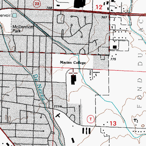 Topographic Map of Naber Hall, WI
