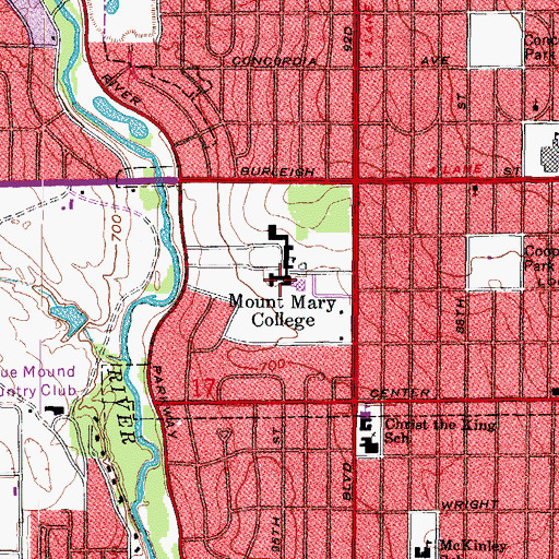 Topographic Map of Caroline Hall, WI