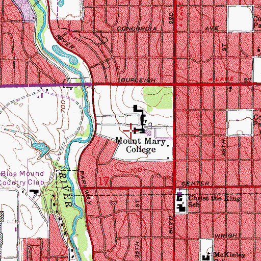 Topographic Map of Patrick and Beatrice Haggerty Library, WI