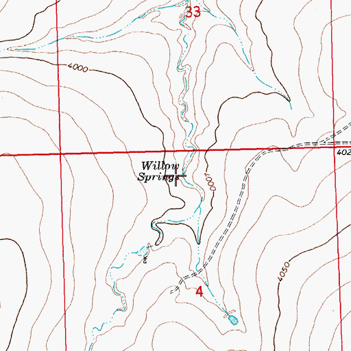 Topographic Map of Willow Springs, CO