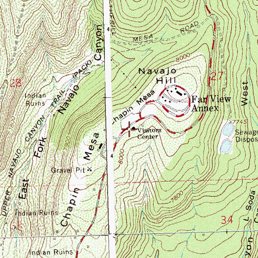 Topographic Map of Far View Visitor Center, CO