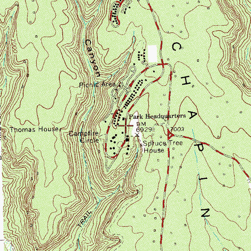 Topographic Map of Chapin Mesa Museum, CO