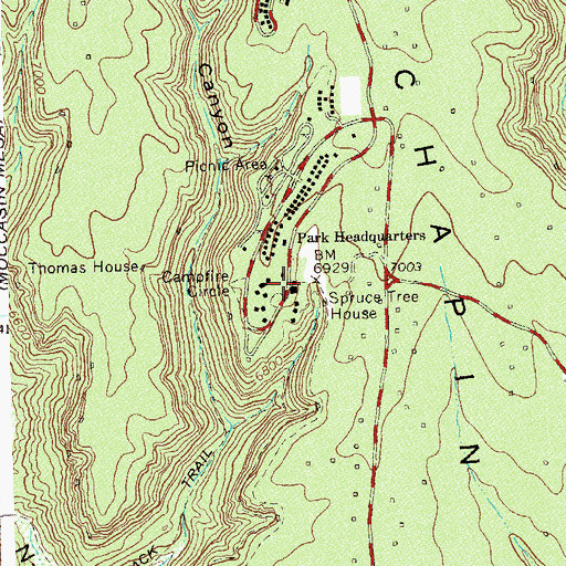 Topographic Map of Mesa Verde National Park Chief Ranger's Office, CO