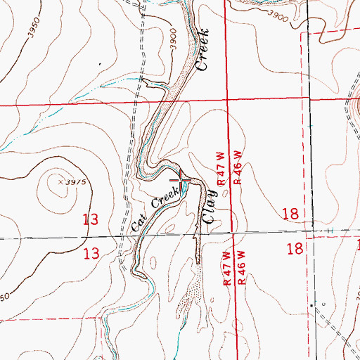 Topographic Map of Cat Creek, CO