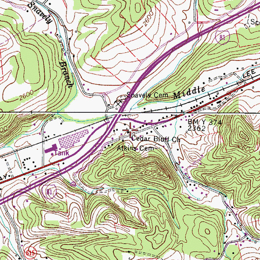 Topographic Map of Saint Mathews Church, VA