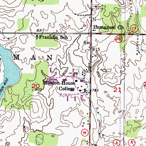 Topographic Map of Friedli Hall, WI