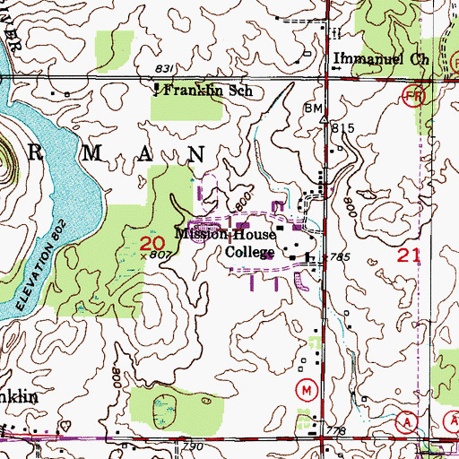 Topographic Map of Ley Chapel, WI