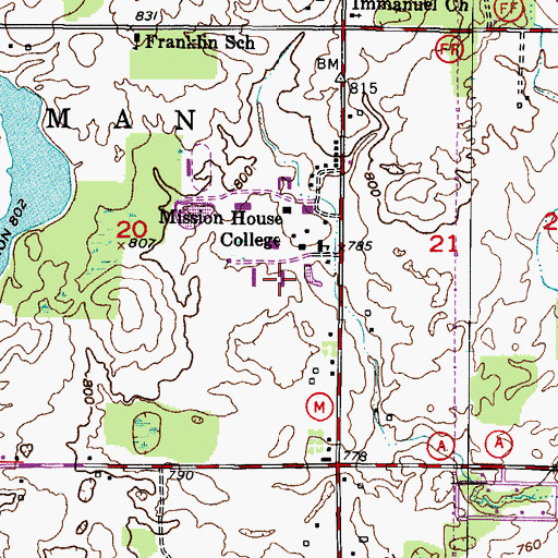 Topographic Map of Muelhmeier Hall, WI