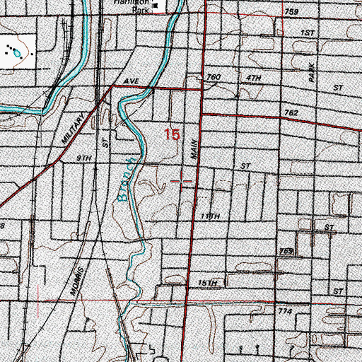 Topographic Map of Linden Street Historic District, WI
