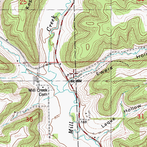 Topographic Map of Mill Creek Farm, WI