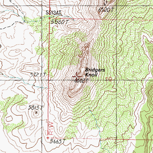 Topographic Map of Bridgers Knoll, AZ