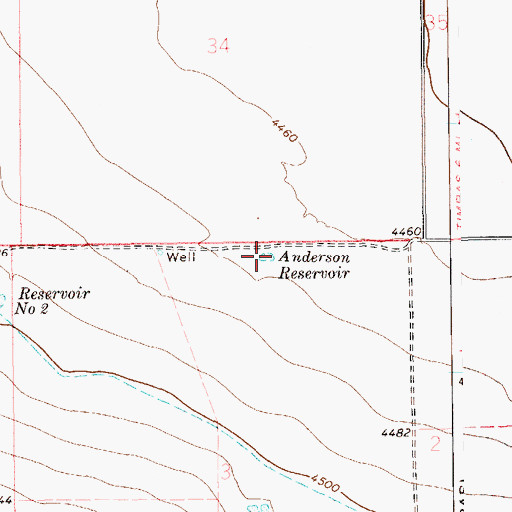 Topographic Map of Anderson Reservoir, CO