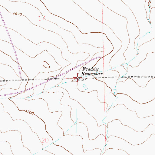 Topographic Map of Freddy Reservoir, CO