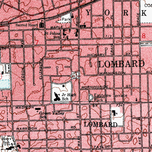 Topographic Map of Babcock's Grove Cemetery, IL