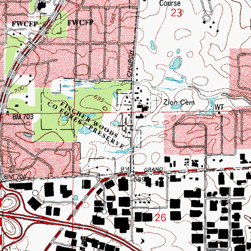 Topographic Map of Churchville Cemetery, IL