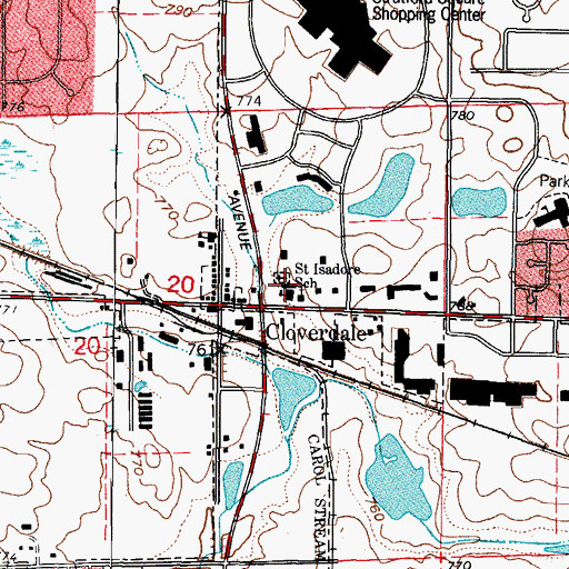 Topographic Map of Cloverdale Cemetery, IL