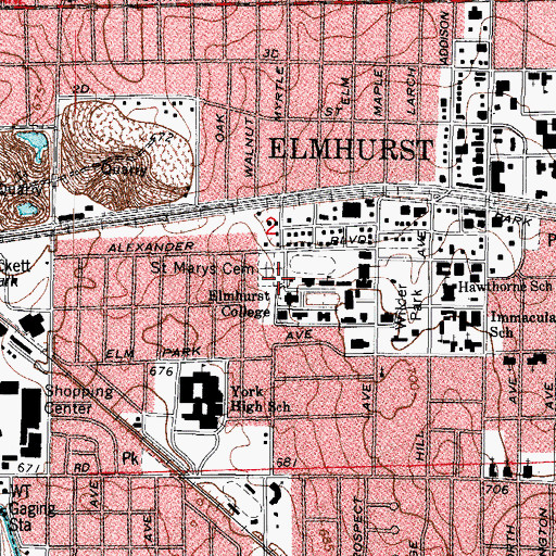 Topographic Map of College Cemetery, IL