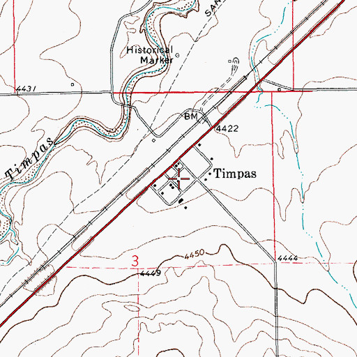 Topographic Map of Timpas, CO