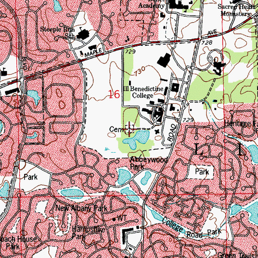 Topographic Map of Illinois Benedictine College Cemetery, IL