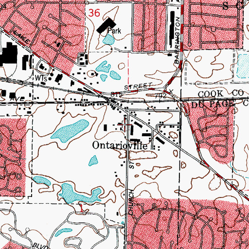 Topographic Map of Ontarioville Cemetery, IL