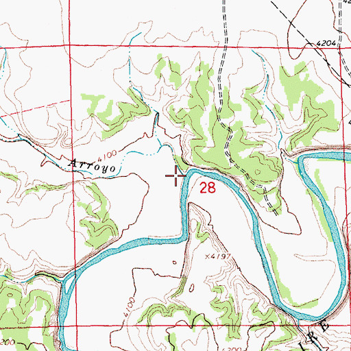 Topographic Map of Alkali Arroyo, CO