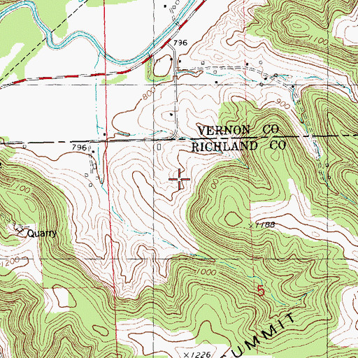 Topographic Map of Hillside Farm, WI