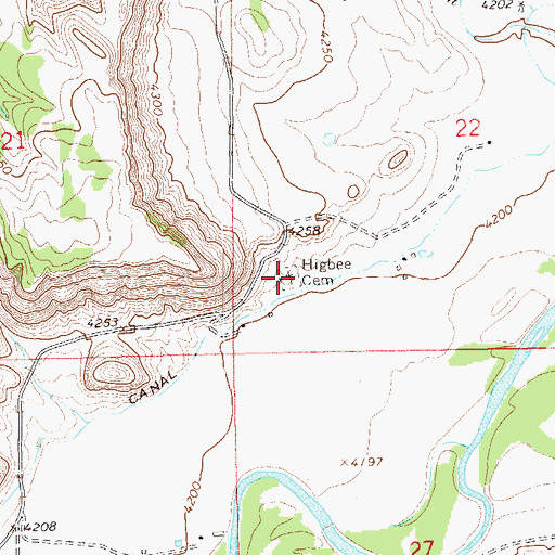 Topographic Map of Higbee Cemetery, CO