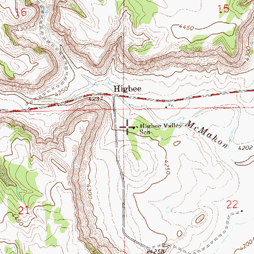 Topographic Map of Higbee Valley School, CO