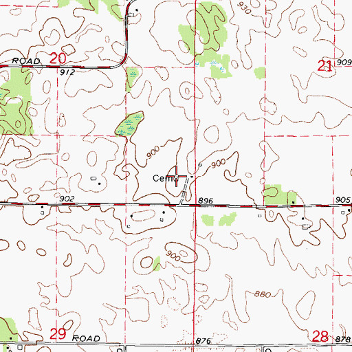 Topographic Map of Ward Family Cemetery, IL
