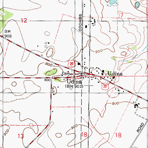 Topographic Map of Udina Cemetery, IL