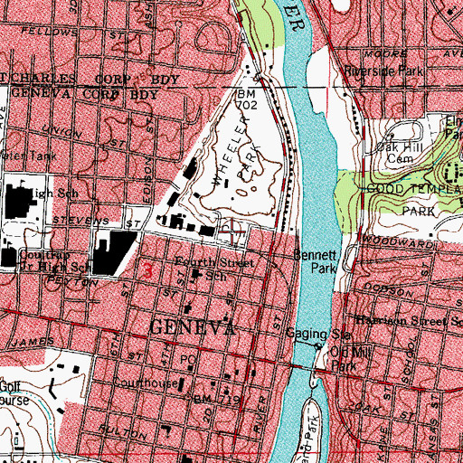 Topographic Map of Westside Cemetery, IL