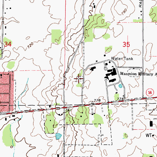 Topographic Map of Marmion Academy Cemetery, IL