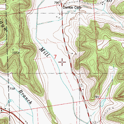 Topographic Map of Mill Creek Farm, WI
