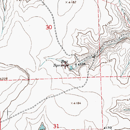 Topographic Map of Box Springs, CO