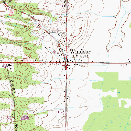 Topographic Map of Windsor Post Office, OH