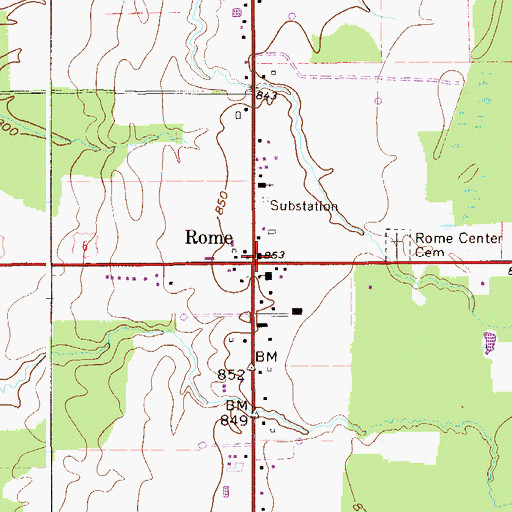 Topographic Map of Rome Post Office, OH
